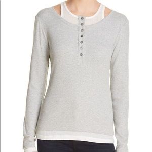 T by Alexander Wang grey and white Henley